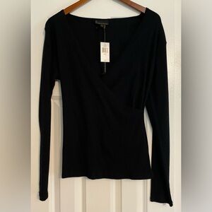 Brand new women’s black shirt, long sleeve, v neck crossover, size XL